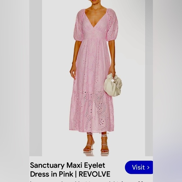 Sanctuary Women’s Pink Eyelet Maxi Revolve New Cotton Summer Dress size 6 - Picture 2 of 15
